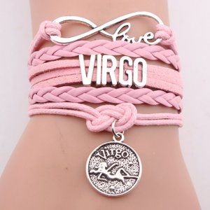 Virgo Bracelet Pink Leather Silver